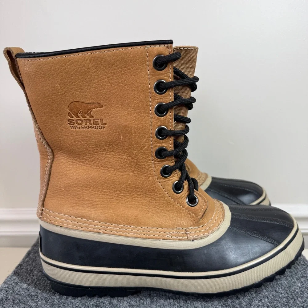 Sorel Caribou Duck Boots Mens US 8 Waterproof Leather Rubber Winter NM1561-281